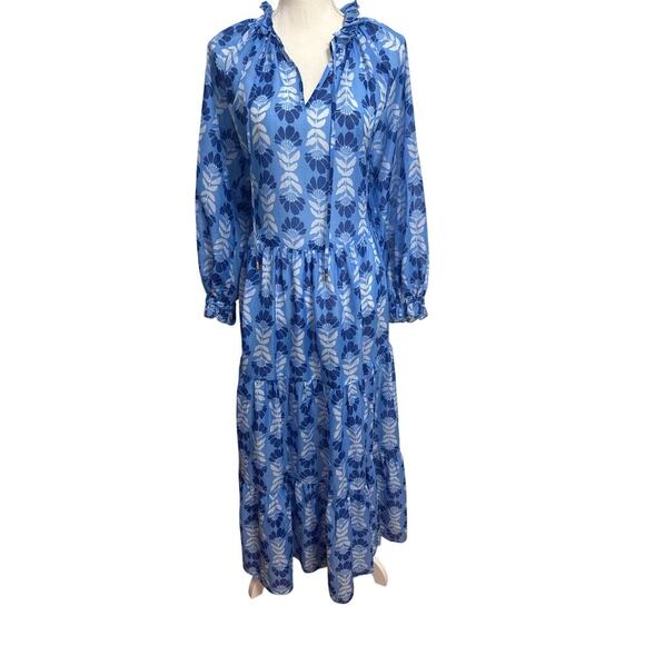j.marie NWT The Luna Long Sleeve Maxi Dress Blue Size Small - Picture 1 of 7